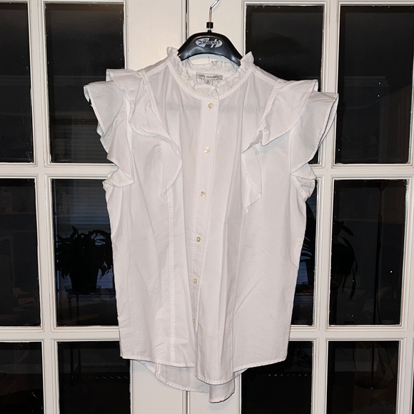 Free Assembly White Ruffled Sleeveless Blouse - Picture 1 of 6